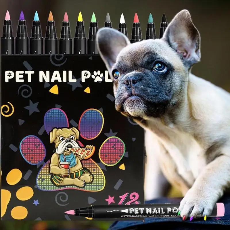 Cat Nail Polish Fast Drying Dog Nail Polish Pens 12 Colors User Friendly Nail Polish Set Cat Nail Polish Set For Horses Rabbits