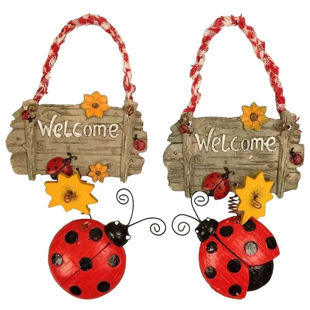 2 قطعة الحلي الخنفساء الراتنج عباد الشمس ترحيب قلادة الباب ديكور معلق للمنزل حفلة عطلة مدخل حديقة الجدار #6