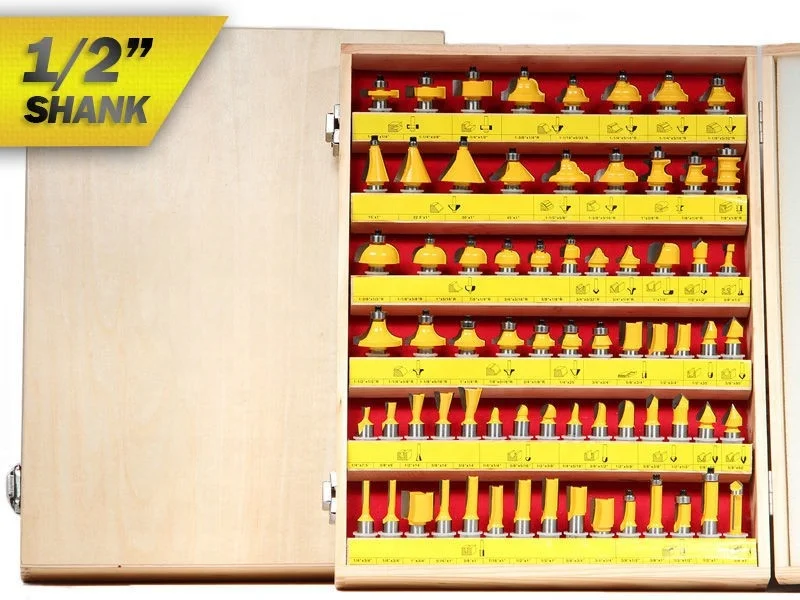 TGS 70pcs Coated Wood Router Bits Set 6mm Straight Shank 4 Milling Wooden Carving