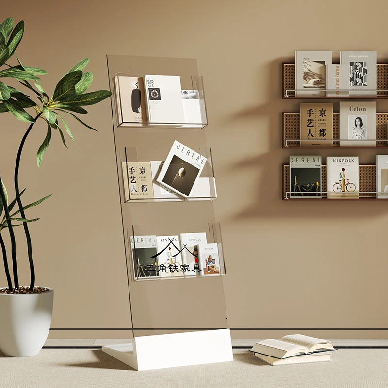 

Прозрачная акриловая стойка для журналов, витрина для брошюр, напольный многослойный органайзер для книг для дома или офиса, мебели FYMR