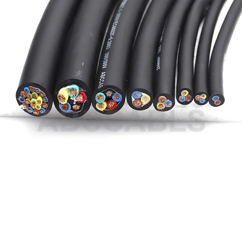 Multi Core RVV Flexible Power Cable Stranded Flexible Conductor 450V 99.99% OFC Copper Flame Retardant NBR Rubber Wire For Stage