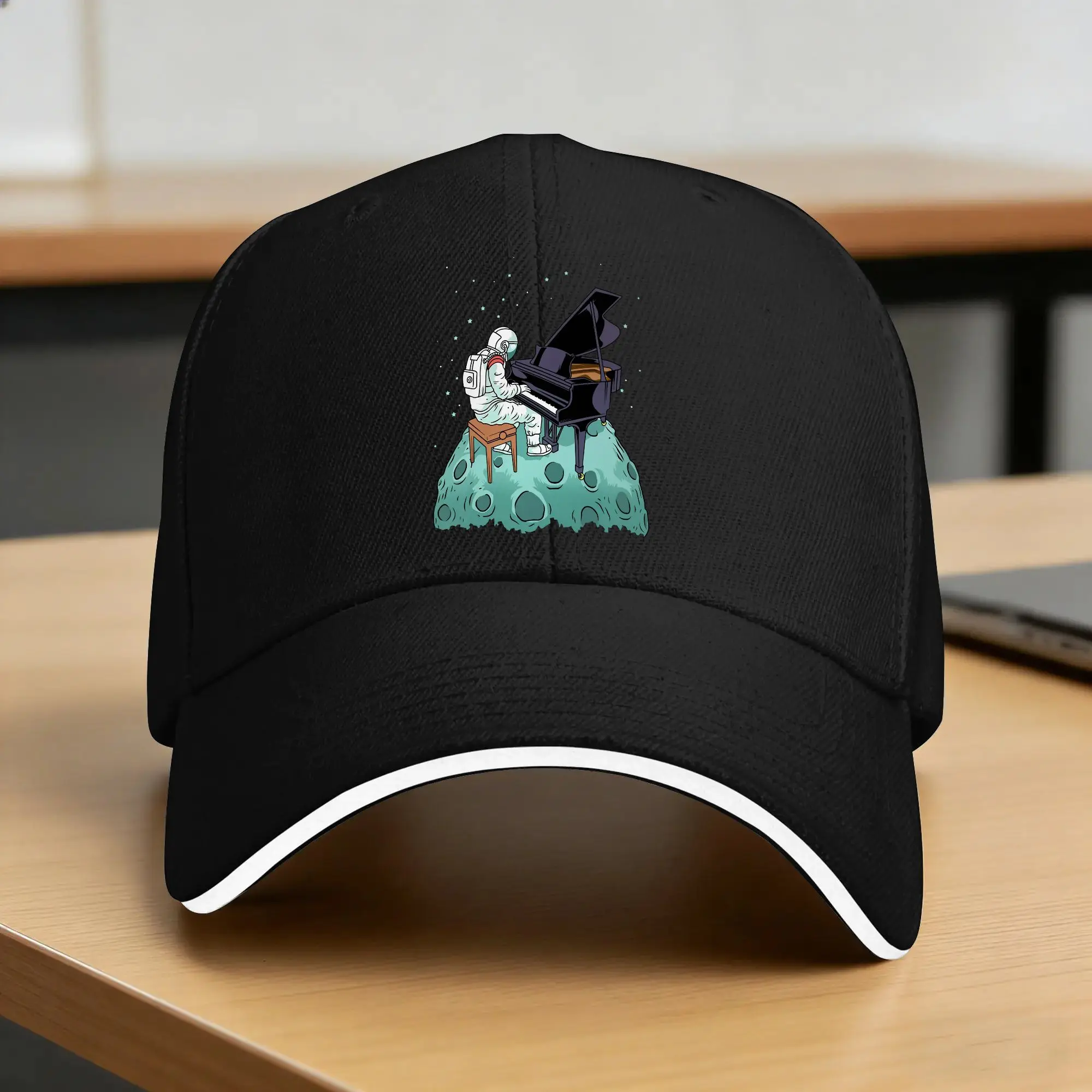 Grand Piano Pianist Astronaut Music Sun Baseball Cap  Summer Trendy Trucker Hat For Men Women Hiking Fishing Snapback Cap