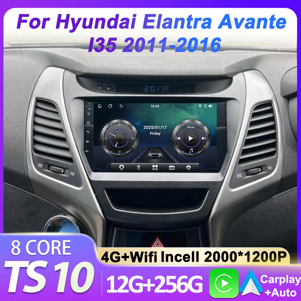 

Stereo Head Unit For Hyundai Elantra Avante I35 2011-2016 Wireless Carplay Android Auto Radio Touch Screen GPS Navigation BT RDS