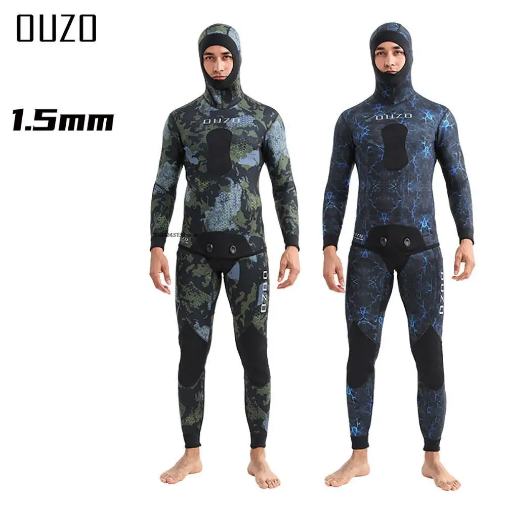 1.5mm Men Neoprene Spearfishing Wetsuit Camouflage One-piece Diving Suit Scuba Free Diving Spearfishing Kitesurf Equipment