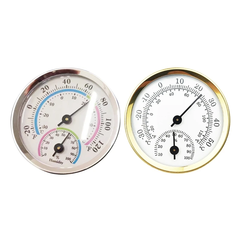 Lightweight Metal Dial Sauna Thermometer Hygrometer Indoor Hygro-thermometer Weather Thermometer Gold/Mixed Colors Dropship