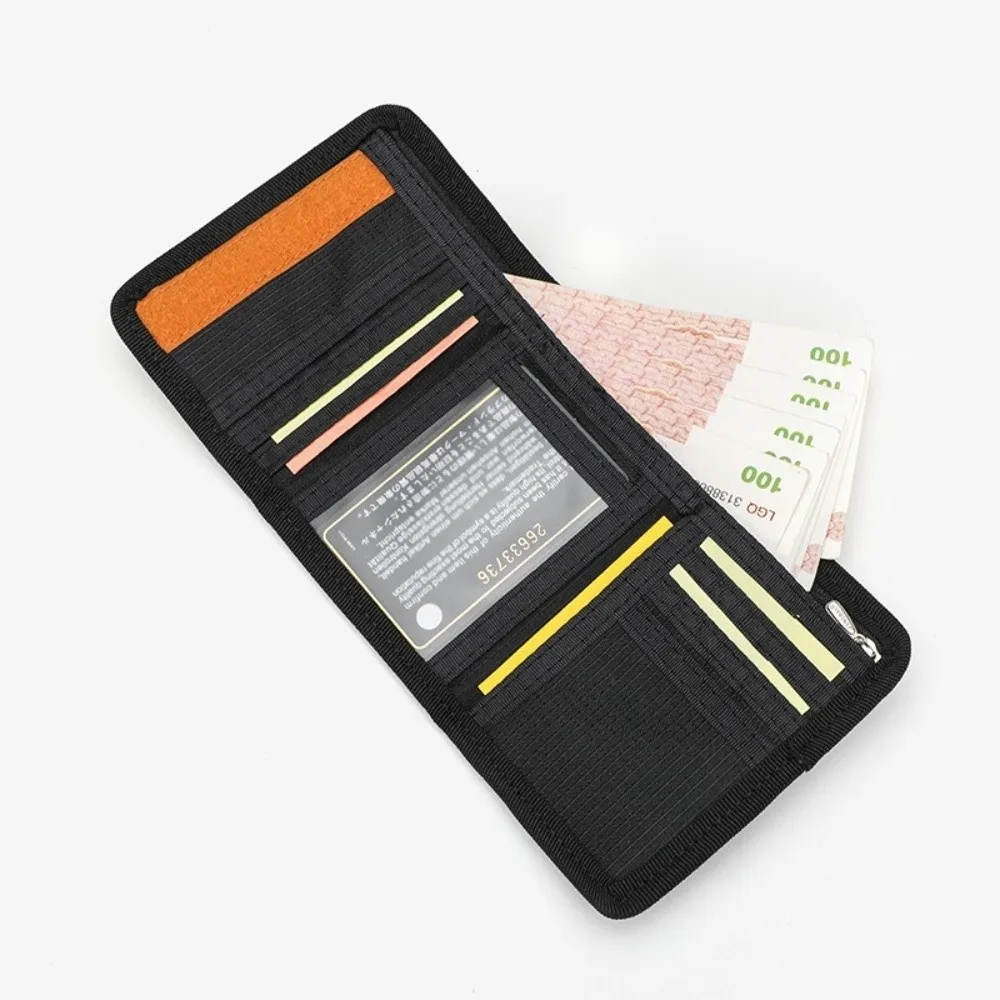 Casual Zipper Trifold Wallet Slim Canvas Travel Coin Purse Ultralight Wear-resistant Students ID Card Holder for Men Women