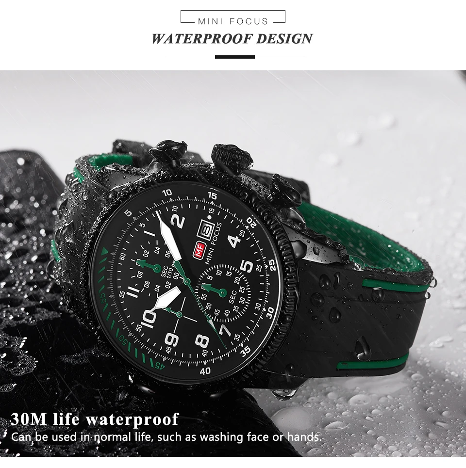 MINI FOCUS Electronic Quartz Mens Watches Auto Date Wristwatch Water Resistant Clock Gift for Men Relogio Masculino 0379G