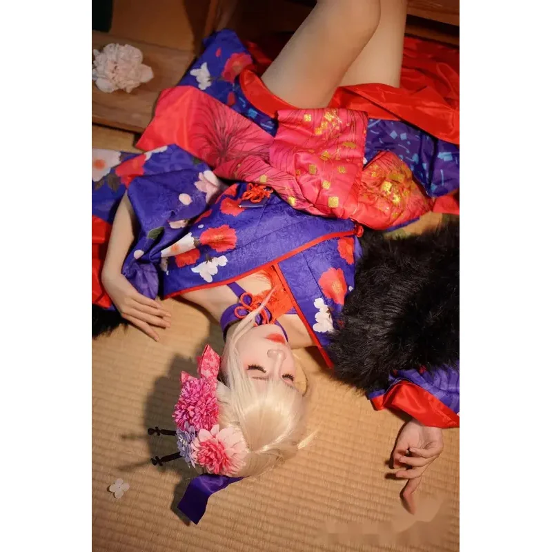 Anime Fate Stay Night Heaven's Feel Saber Alter/arturia Pendragon Alter Cosplay Japanese Plum Flower Costume Beautiful Woman
