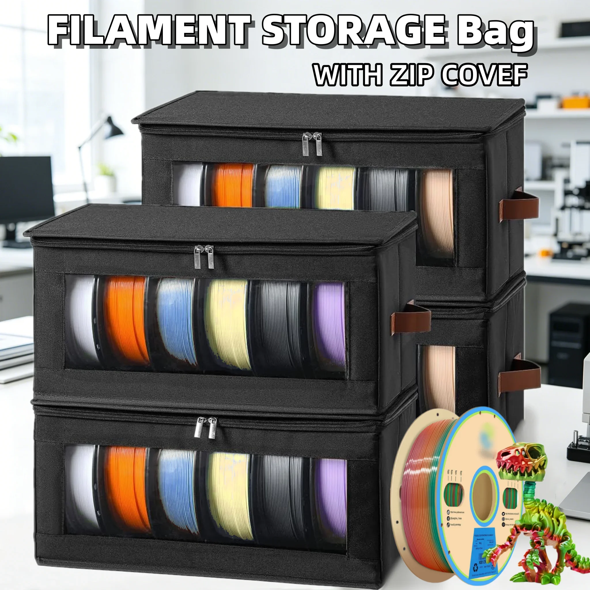 3D Printer Filament Storage Bag Non Woven Foldable Printer Filament Toy Storage Box Visible Dustproof Sorting Storage Containers