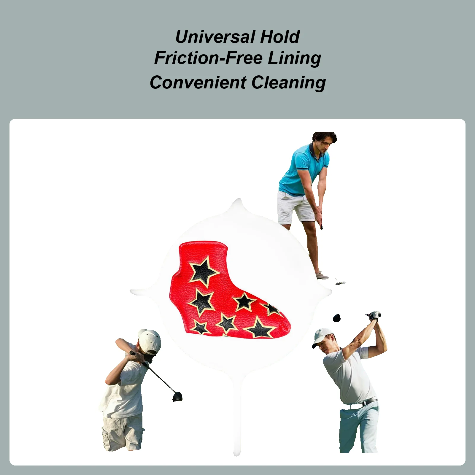 

Чехлы для клюшек для гольфа L-типа Водонепроницаемая защита из искусственной кожи Водонепроницаемая искусственная кожа Звездный дизайн Магнитная застежка Чехол для клюшки для гольфа