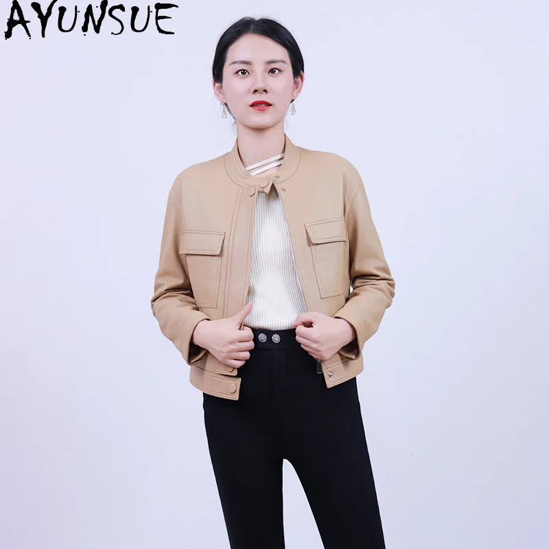 AYUNSUE 100% pelle di pecora vera giacca di pelle da donna 2025 cappotti da donna stile corto giacche da moto vestiti autunnali onderdelenха Жiichtха Ж misce