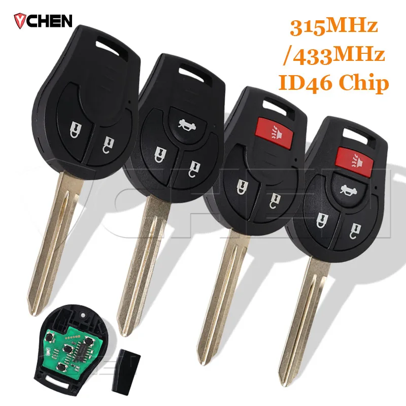 

Пульт дистанционного управления 315/433 МГц, подходит для Nissan Rogue Qashqai Sunny X-Trail Versa Micra Tiida ID46 чип CWTWB1U751/CWTWB1U816 автомобильный брелок