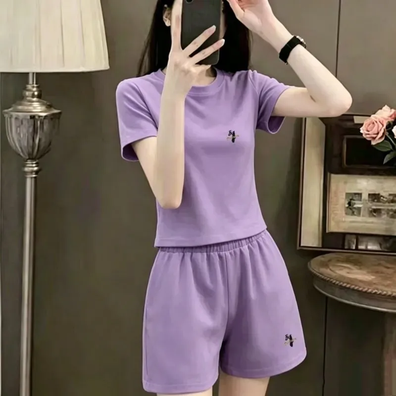 

Casual Summer Sleepwear Set for Women Loose Short Sleeve Shorts Home Clothes Two Piece Set plus Size Comfortable Outerwear
