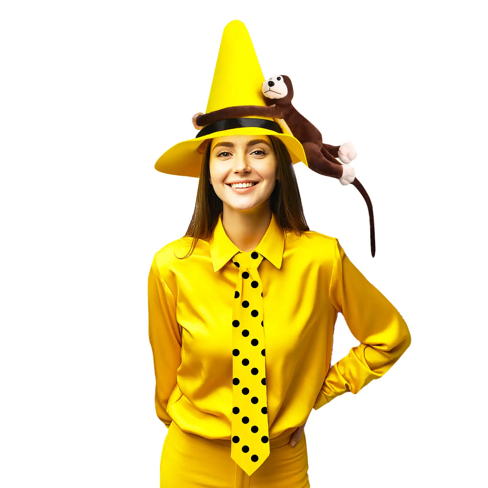 Curious George Hat Tie Monkey Toy Cosplay Props Movie Yellow Hat Ted Party Halloween Accessories