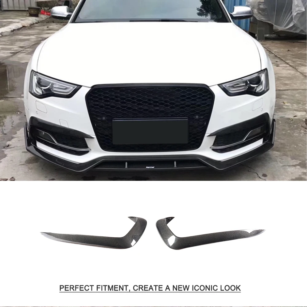 Front Bumper Fog Lamp Fins Vent Trims Decoration for Audi A5 Sline S5 2012 - 2016 Fog Light Eyebrow Bumper Fins Canards Trims