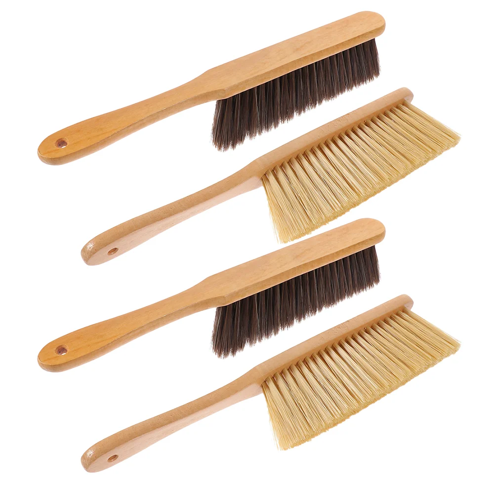 4 Pcs Wooden Handle Dust Brush Fireplace Cleaning Corn Whisk Broom Dusters for Held Bench Dustpan Shop Furniture