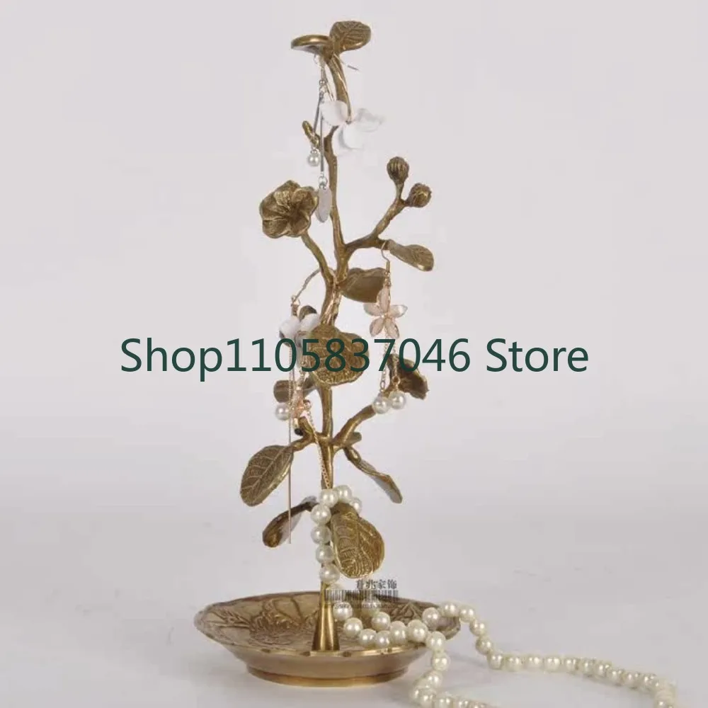 Yellow pure copper wealth tree necklace, ring, key storage tray, jewelry rack, decorative ornament