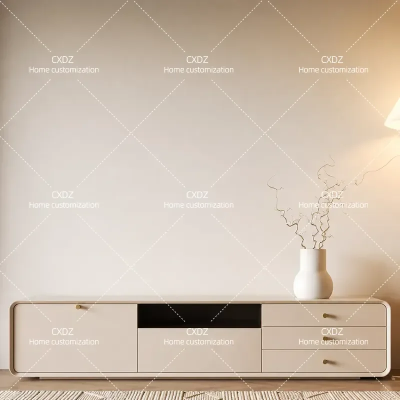 Modern Simple Solid Wood TV Cabinet Living Room Floor Standing Media Console Storage Furniture Combination Set