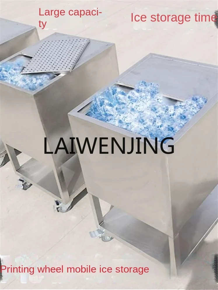 Milk Tea Shop New Thickened Stainless Steel Mobile Ice Bucket Insulation Commercial Refrigeration Super Large Ice Storage Tank