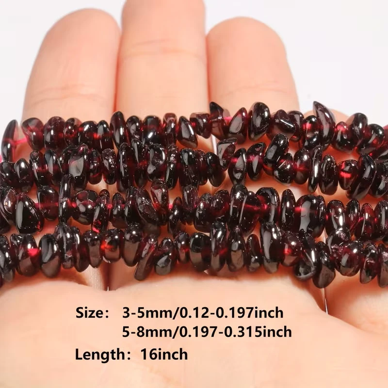 5x8mm natürliche, unregelmäßige rote Granat-Steinperlen, Kristall-Aquamarin, lose Spacer-Perlen für die Schmuckherstellung, DIY-Armband-Zubehör – Detail 4