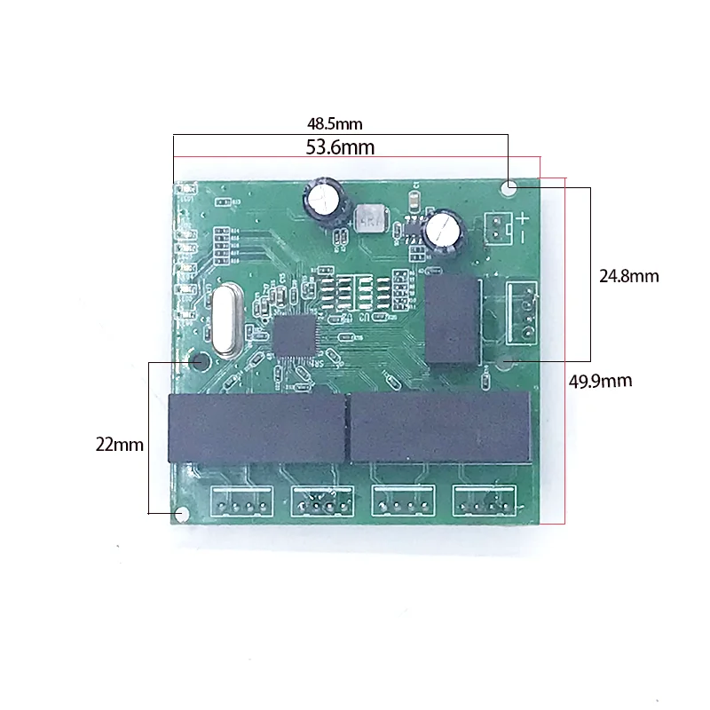 Niezarządzany 5port 10/100M przemysłowy Ethernet moduł przełączający PCBA board OEM Auto-sensing porty 5V-12V płyta główna