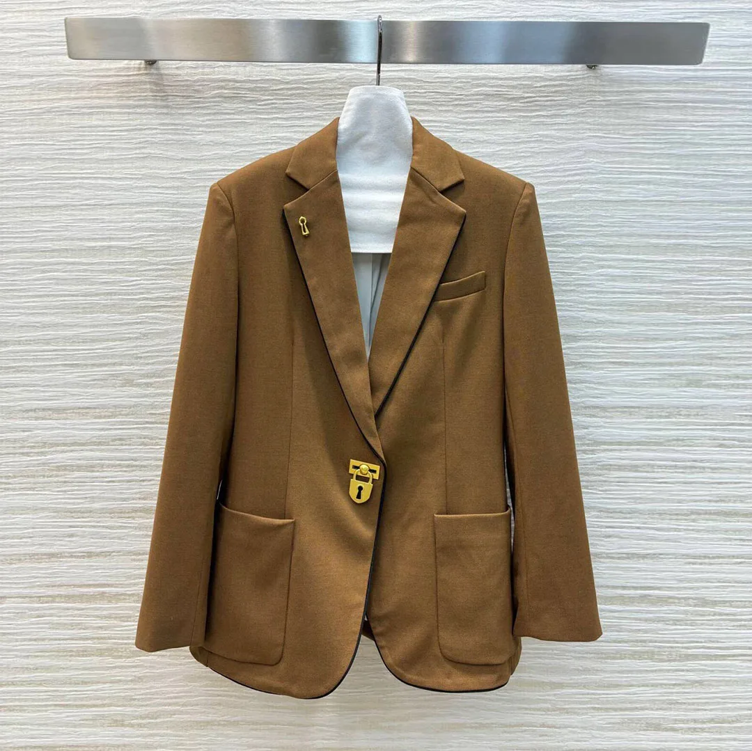 2024 New Fashion Runway Design Solid Color Loose Casual Chic Blazer Women Jacket Notched Novelty Streetwear Suit