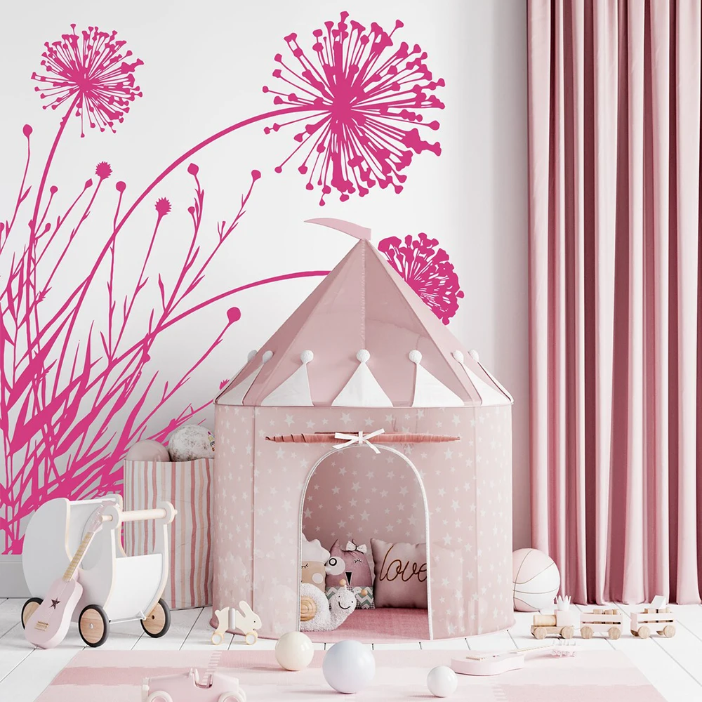 Beauty Dandelion Flower Wall Sticker Living Room Bedroom Flora Landscape Nature Wall Decal Kitchen Bathroom Vinyl Decor