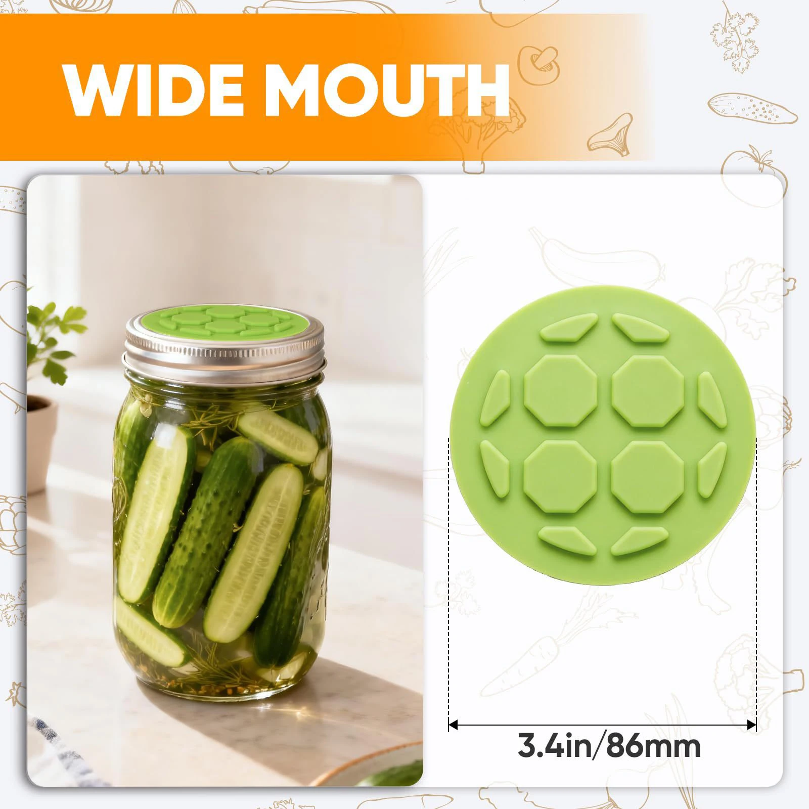 4Pcs Silicone Wide Mouth Lids Rotatable Fermentation Lids for Mason Jars One-way Valve System for Pickles Kimchi Sauerkraut