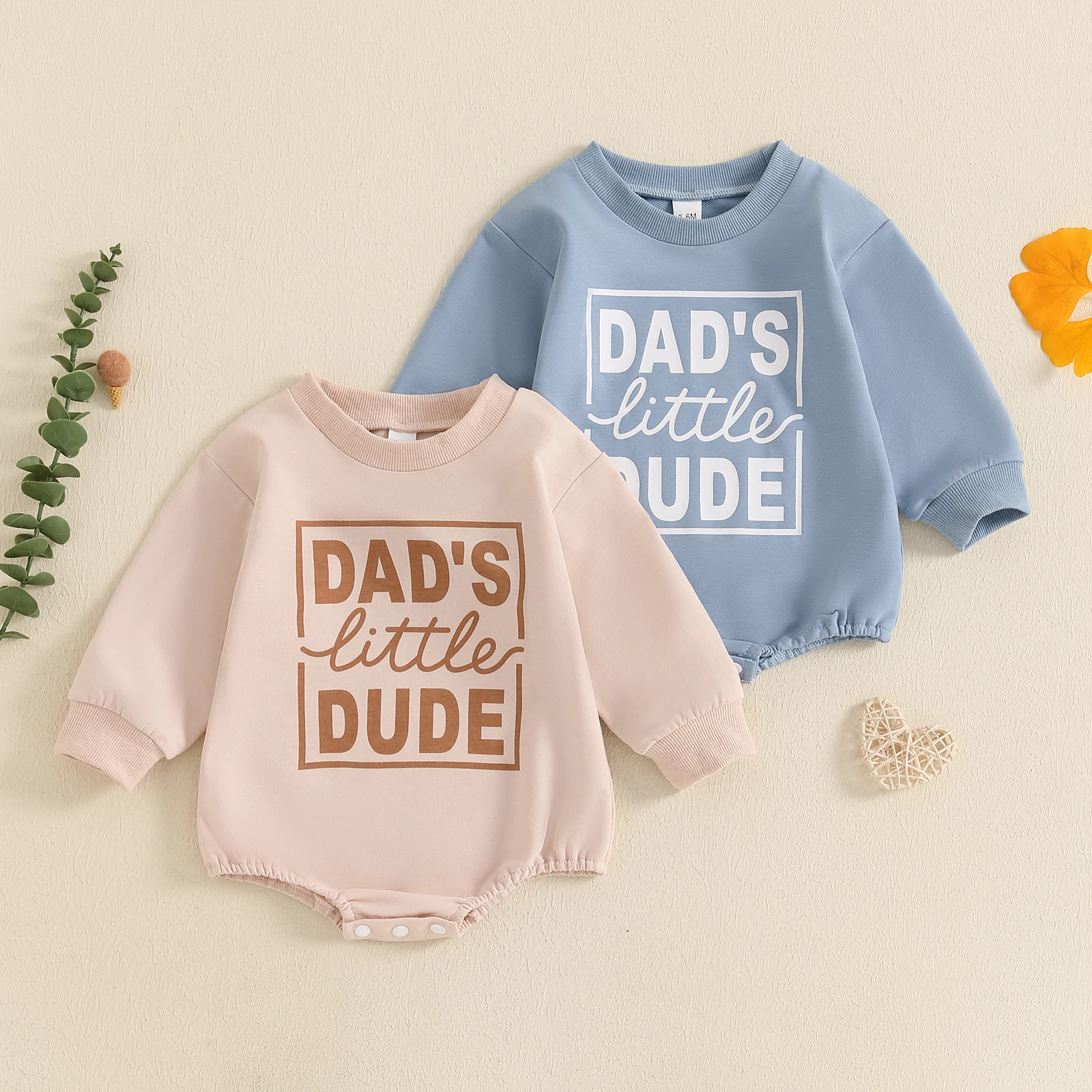 

Casual Baby Boys Sweatshirt Romper Letter Print Crew Neck Long Sleeve Jumpsuit Loose Soft Boys Bodysuits Outfits