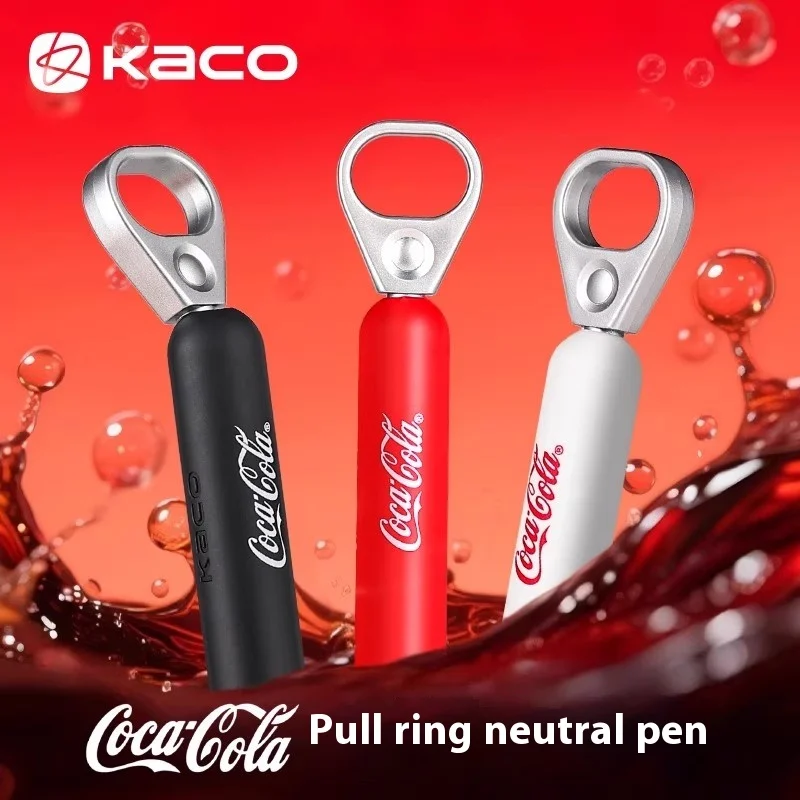Kawaii KACO Coca-Cola Popup Gel Pen 0.5mm Creative Pull Ring Ins Relieve Stress Ballpiont Pen Back to School Stationery Supplies