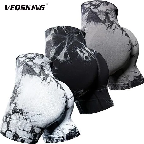 

New Tie Dye Sports Shorts for Women, High Waisted Seamless Yoga Pants, Tight Fitting and Hip Lifting Fitness Three Quarter Pants