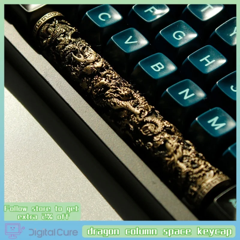 KIWI Personalized Keycap Dragon Column Space Key Resin Imitation Bronze White Marble Chinese Style Mechanical Keyboard Key Cap