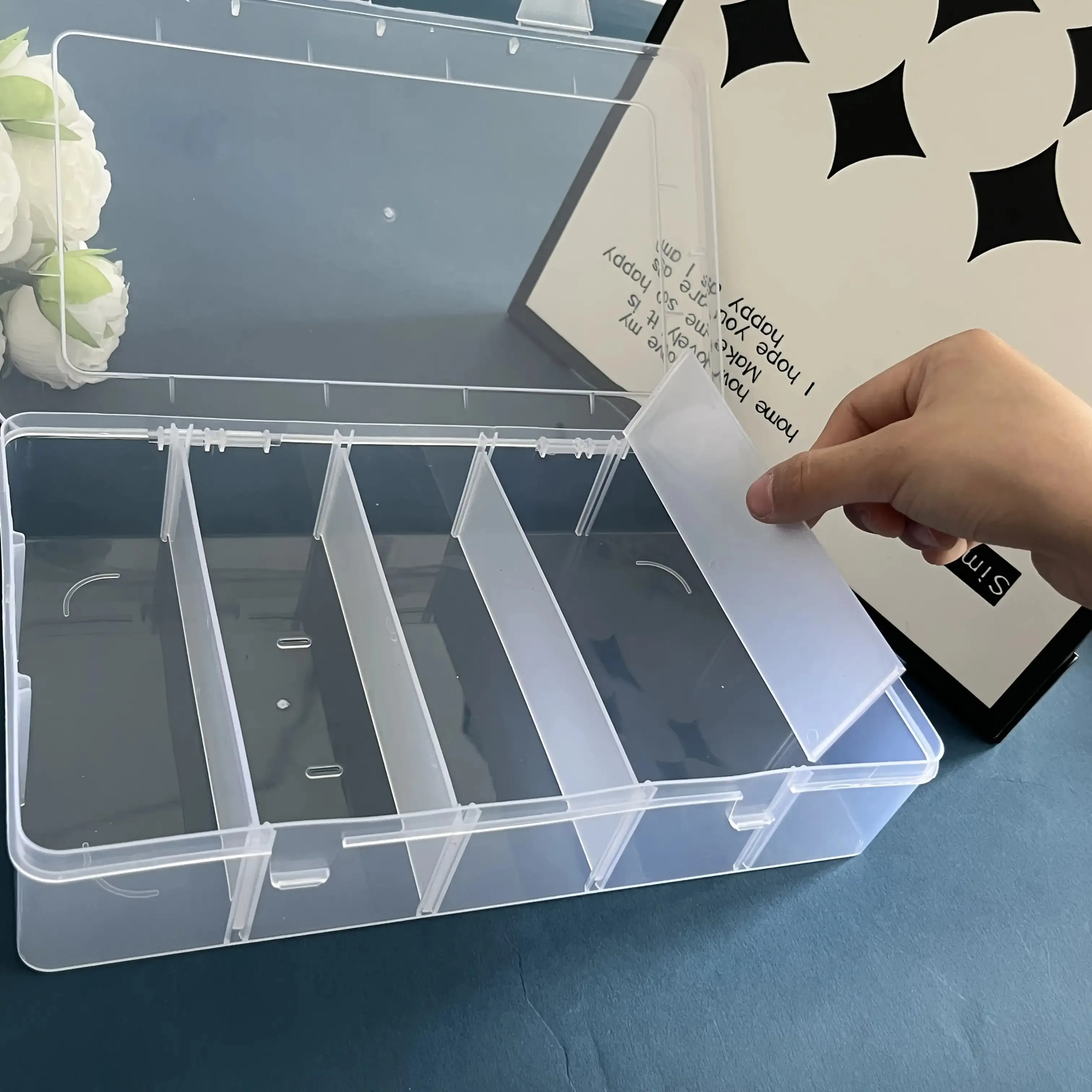 Hardware Tool Storage Box, 5-Compartment Transparent Tool Organizer Box, Screw and Accessory Sorting Box, Household Screw and Wr
