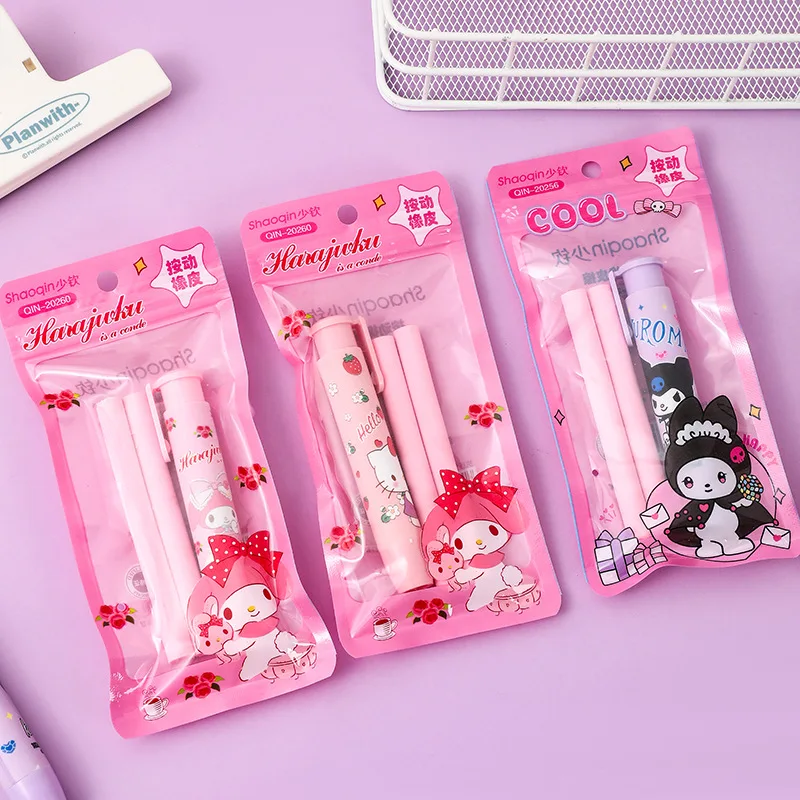 

MINISO Pencil Press Eraser Cute Cartoon My Melody Kuromi Cinnamoroll Eraser Stationery Learning Office Supplies Gifts