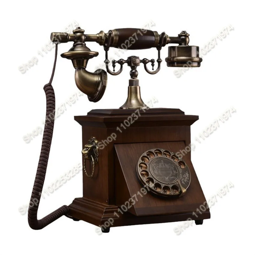 Classical Brand Retro style Old fashioned rotary solid wood telephone vintage dial fixed Wired phone