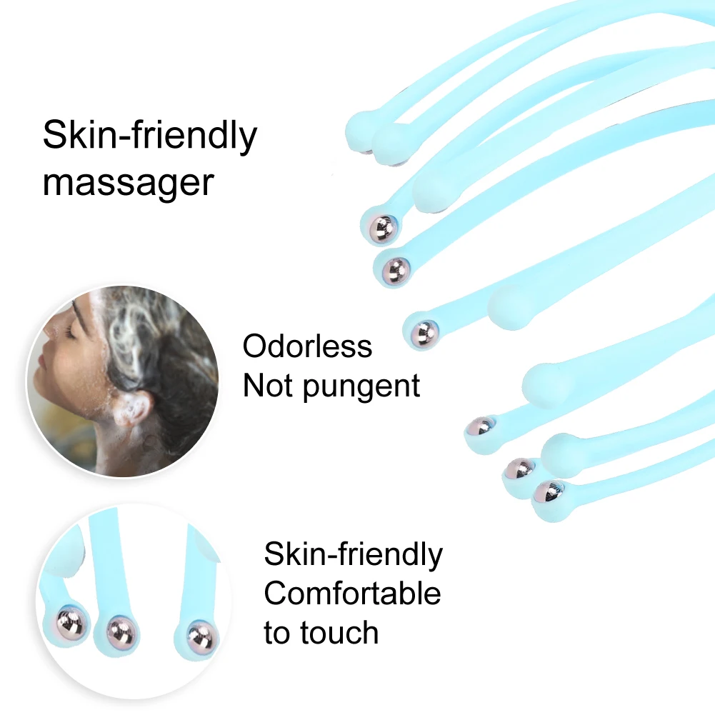 Scalp Massager Octopus Scratch Head Neck Stress Release Relax Soul Extractor Roller Type Steel Ball Unblock Meridians Office
