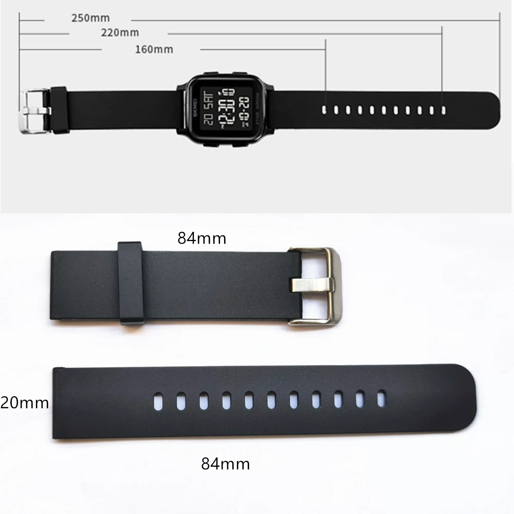 HYX 1 Set  Sports Watch Accessories for Skmei 1858 Plastic Wristband Adjustable Replacement Watch Strap Band