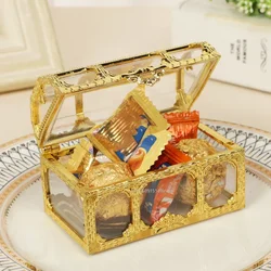 Vintage Golden Pirate Storage Box Mini Transparent Jewelry Wedding Party Gift Candy Boxes Jewelry Crystal Treasure Chest