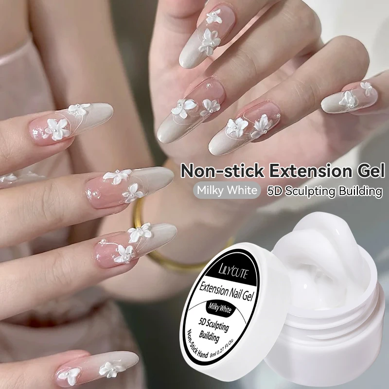 

LILYCUTE 8ml Pearl White 5D Sculpting Gel Nail Polish Non-Stick Extension Building Gel Carving Shaping Soak Off Nail Art Design