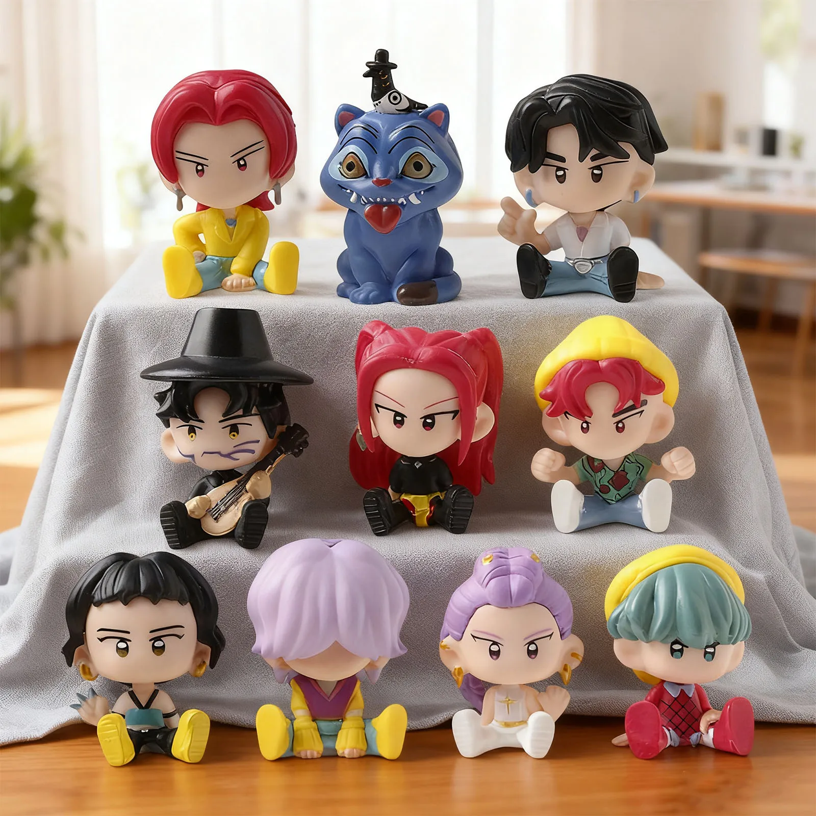 10 pezzi Demon Hunter Witch Figure Bag Mistero Anime Doll Set Simpatico cartone animato da collezione per bambini Modelli Bambole da collezione in sacco