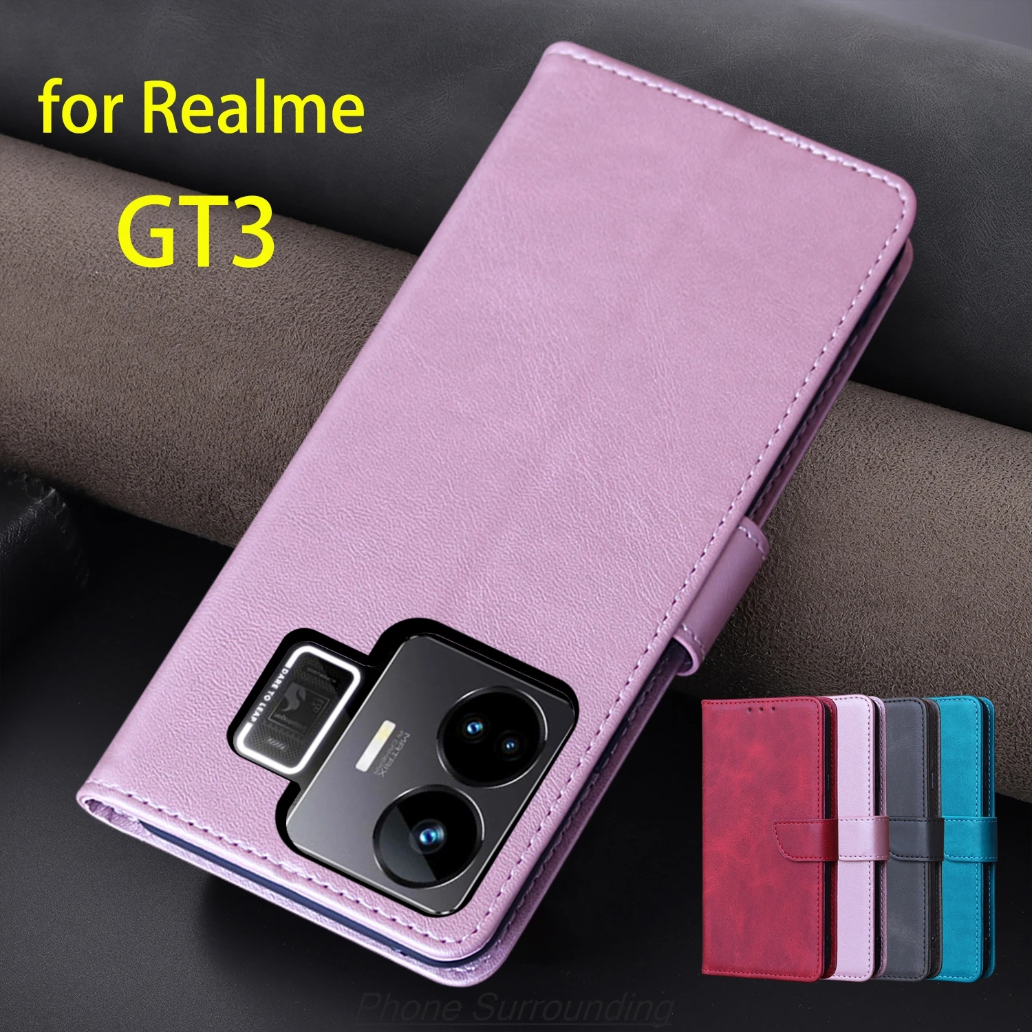 Casing Kulit Sampul Lipat Dompet untuk OPPO Realme GT3 / Realme GT3 240W Tas Ponsel Kulit Pu Sarung Pelindung Capa Fundas Coque