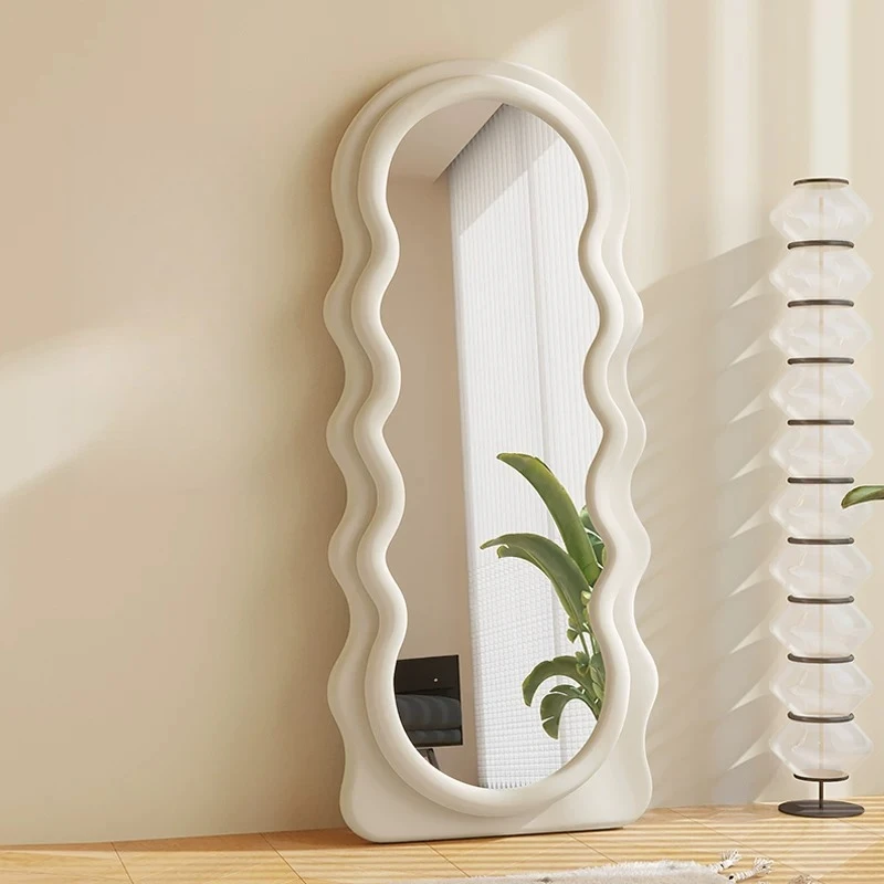 Wavy Standing Mirror Decoration Living Room Nordic Makeup Long Aesthetic Girls Mirror Funky Luxury Espelhos Home Decorations