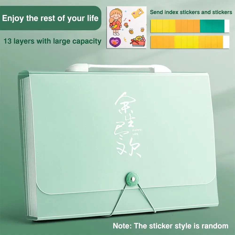 

Fashion PP A4 File Folder 13 Layers Portable Test Paper Storage Folder Large Capacity File Organizer School Office