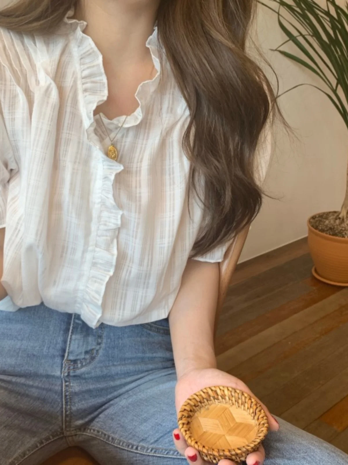 Chic V-Ne Bubble Sve Chiffon irt Women's Versatile Sweet Fairy Top Summer Faion Korean Sle Loose Fit ort Sve