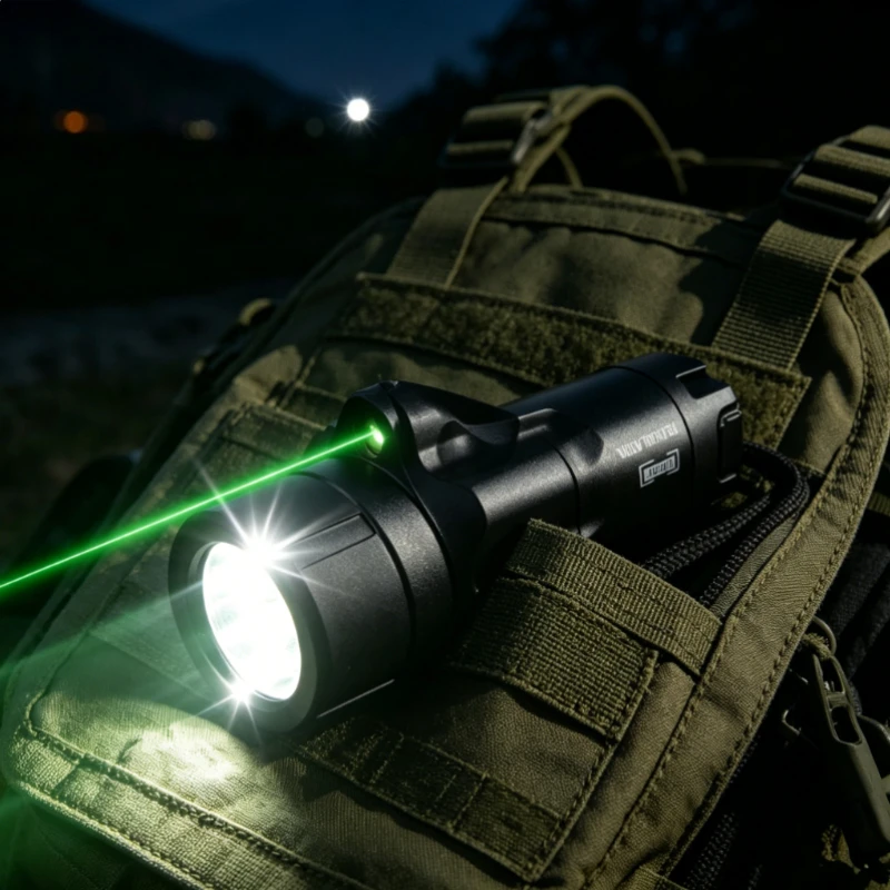 

2026 Upgraded 800 Lumen Pistol Light, Red Green Dot Strobe LED Flashlight, 20mm Rail Outdoor Shooting Gear