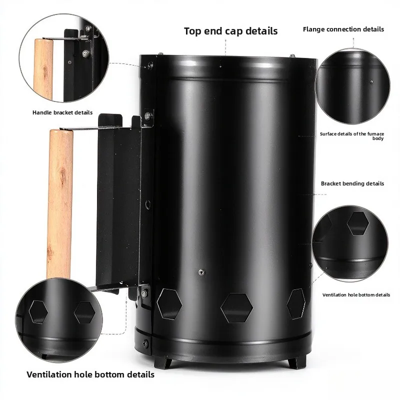 BBQ Charcoal Starter Quick Lighting Charcoal Chimney Igniter Portable Grill Fire Starter for Outdoor Barbecue