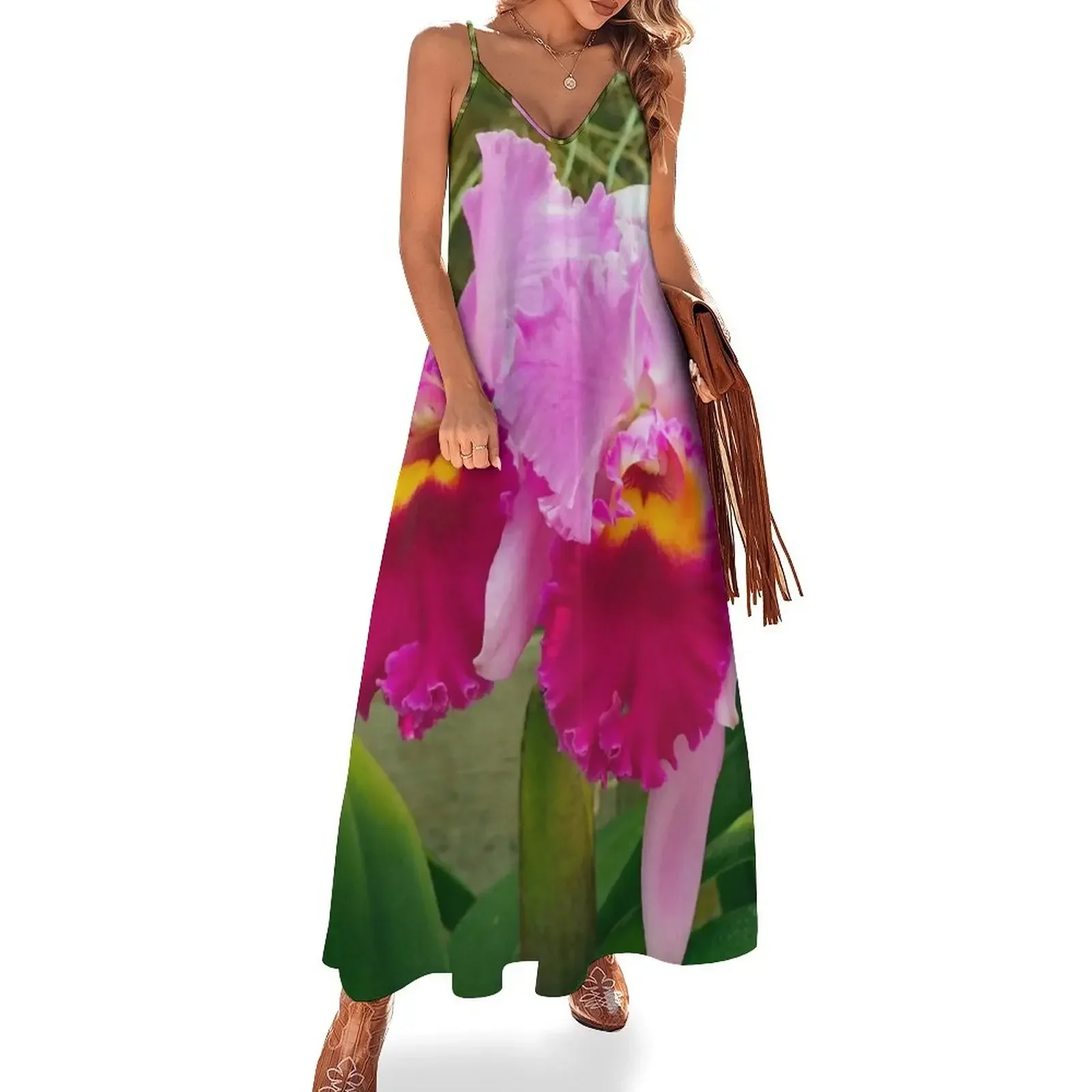 

Purple Cattleya Orchid 15 Sleeveless Dress ladies dresses for special occasion Women's summer suit summer dress daily Dress