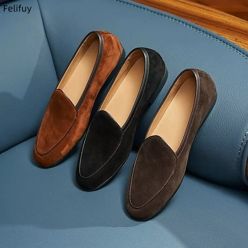 

Fashionable Men Loafers American Casual Comfortable Brand Genuine Leather Shoes British Business Travel Shoes in Sizes 38-45