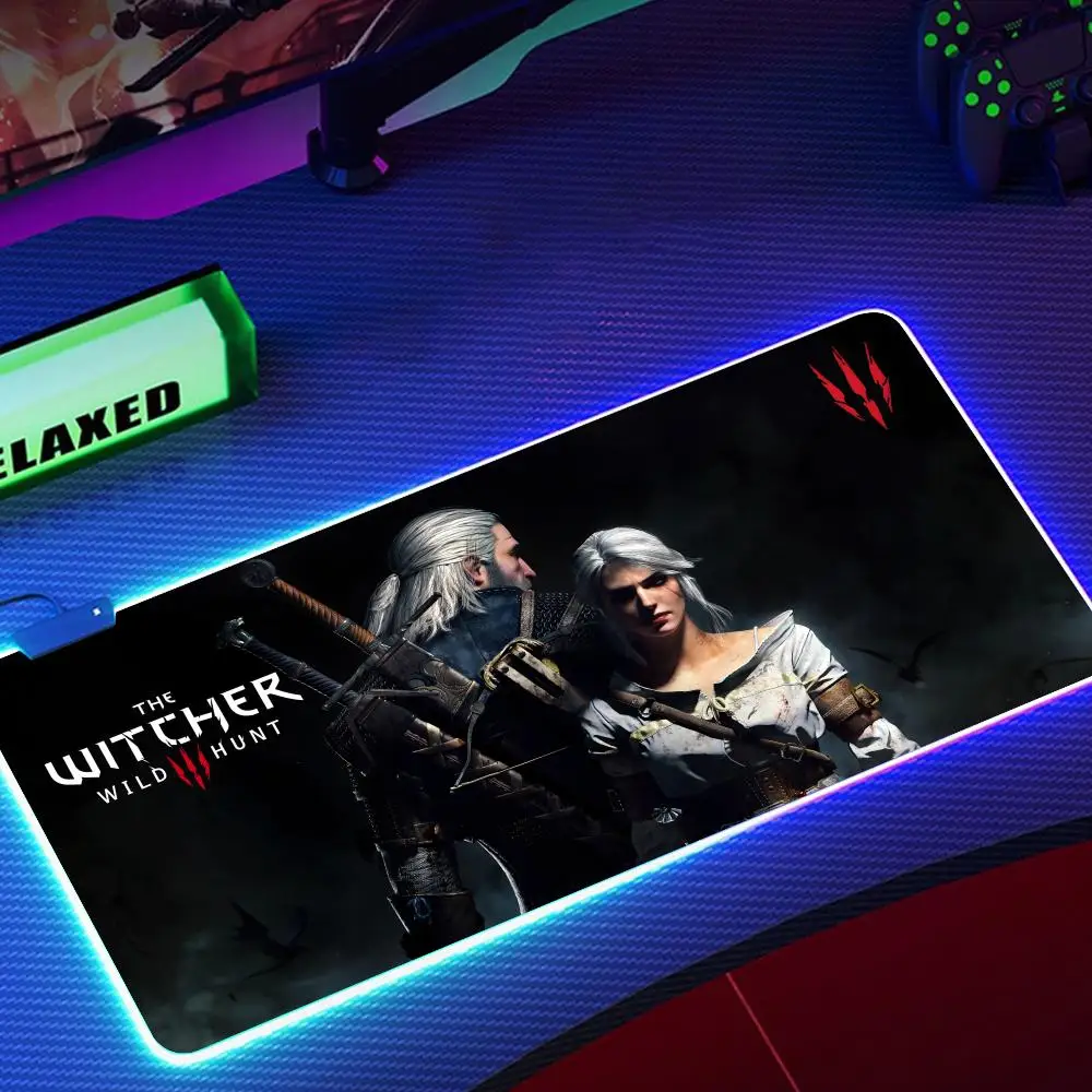 Fashion Witcher Mouse Pad RGB Rubber Computer Laptop Official Game Colored esports Aesthetic Pretty Fashion Luxury Mat