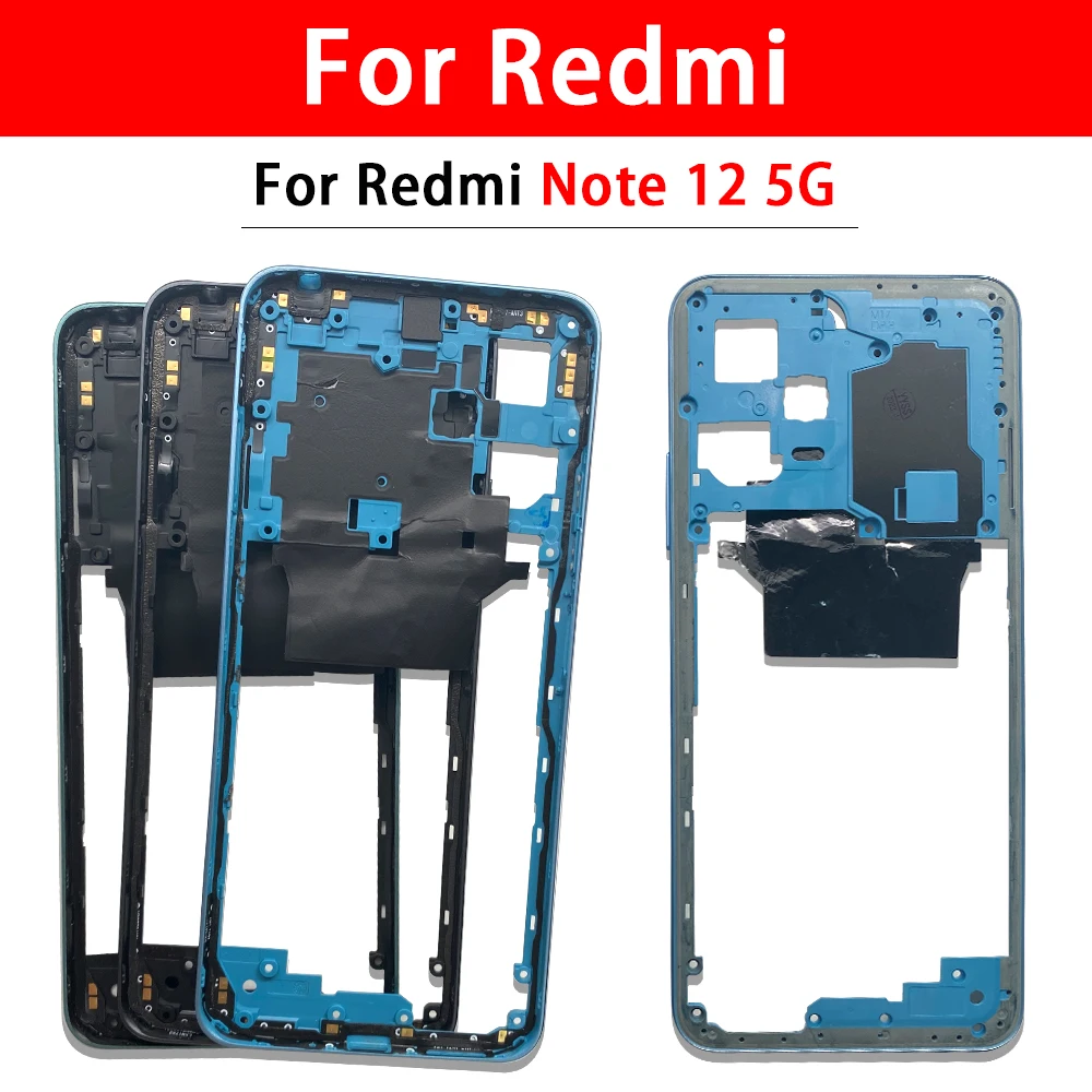 NEW Middle Frame For Xiaomi Redmi Note 12S 12 4G 5G With Volume Side Button Front Housing Middle Bezel Chassis Shell Parts